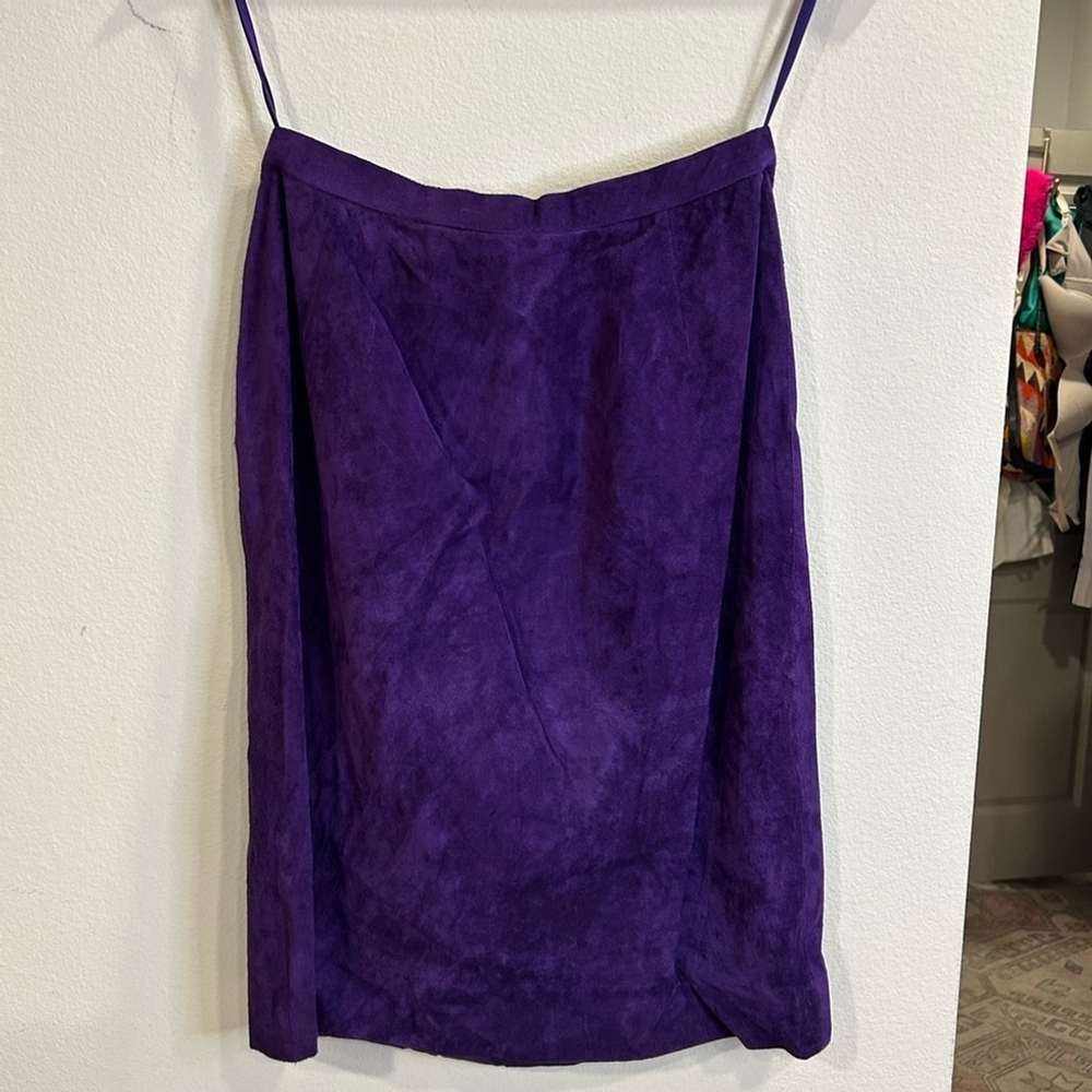 Oscar de la Renta Deep Purple Suede Skirt Quiet Luxury Old Money Size 12